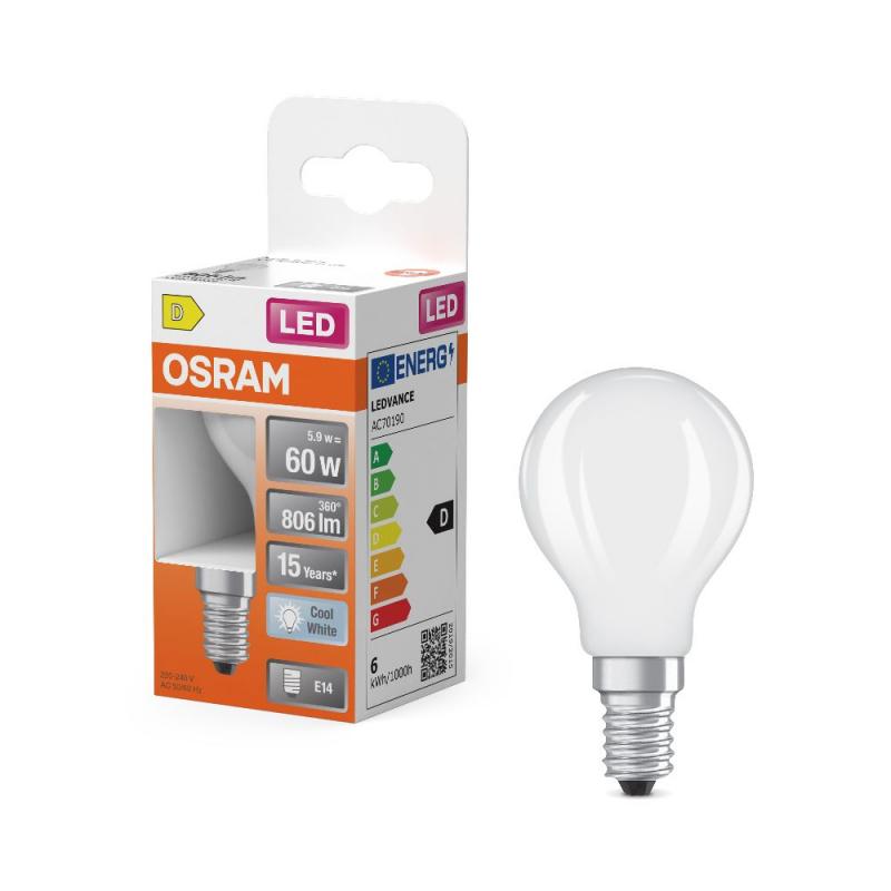 Osram E14 LED Tropfenlampe CLASSIC matt 5,5W wie 60W 4000K neutralweißes Licht